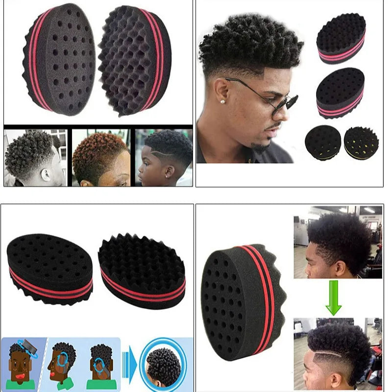 Hair Brush Sponge for Dreads Twists Big Holes Metal Hair Pick Comb Double-sided Breathable Perm Styling Brush for Hair Styling