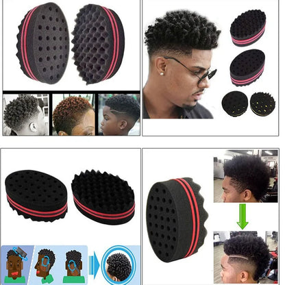 Hair Brush Sponge for Dreads Twists Big Holes Metal Hair Pick Comb Double-sided Breathable Perm Styling Brush for Hair Styling