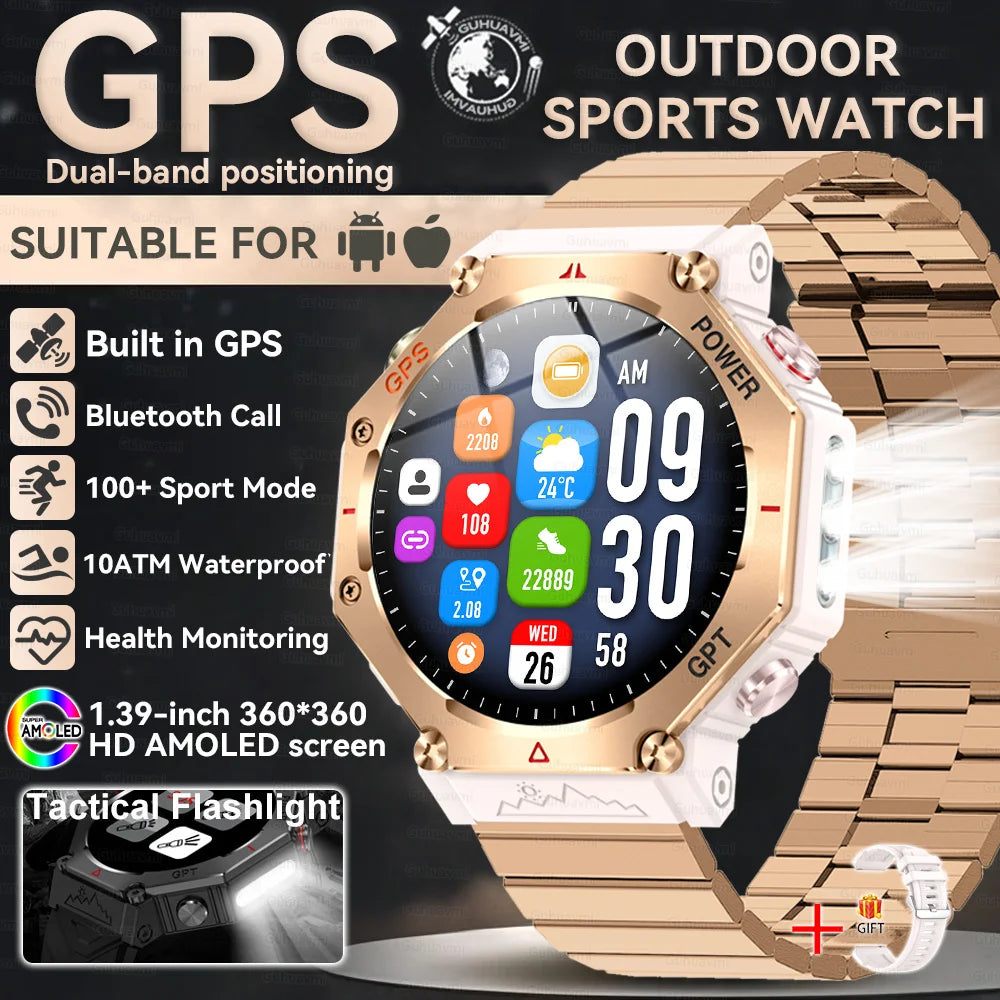 2025 New T-Rex 3 Ultra GPS Smart Watch Men 10ATM IP68 Waterproof Built-in Dual-band GNSS Compass Military Sport Smart Watch