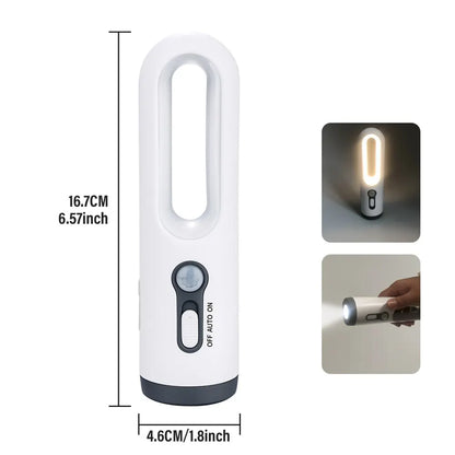 LED Motion Sensor Night Light 2 in 1 Portable Flashlight with Dusk to Dawn Sensor for Bedroom, Bathroom, Reading, Camping