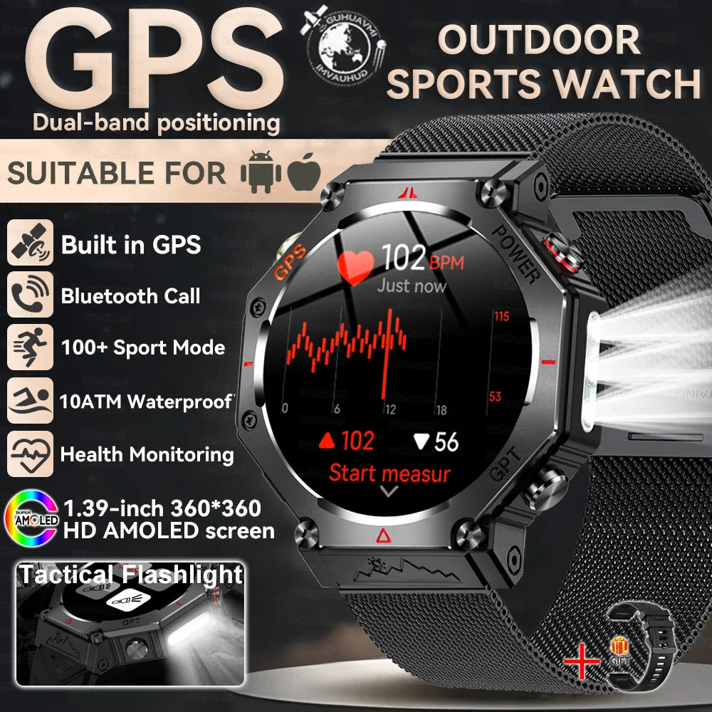 2025 New T-Rex 3 Ultra GPS Smart Watch Men 10ATM IP68 Waterproof Built-in Dual-band GNSS Compass Military Sport Smart Watch