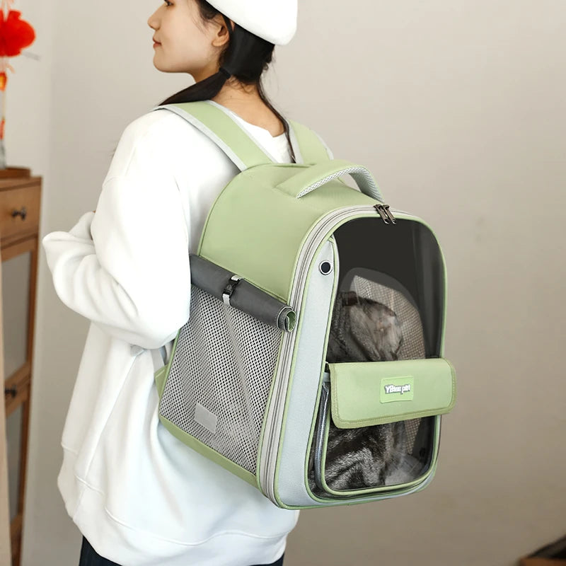 Cat Carriers Cat Backpack Breathable Mesh Dog Backpack Foldable Large Capacity Cat Carrying Bag Outdoor Travel Bag Pet Supplies
