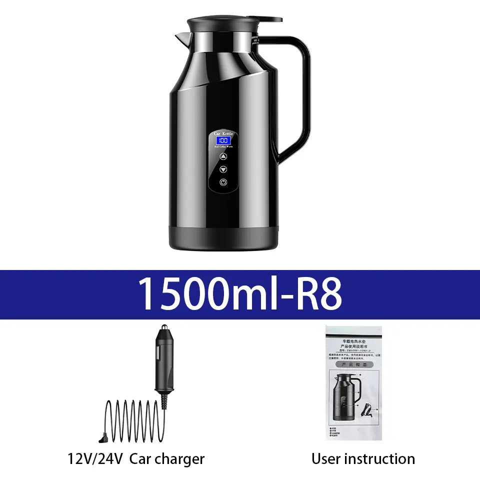 Car Mounted Kettle 12v24v Electric Kettle For Trucks 1500ML Large Capacity Insulated Car Boiling Water Coffee Instant Noodles
