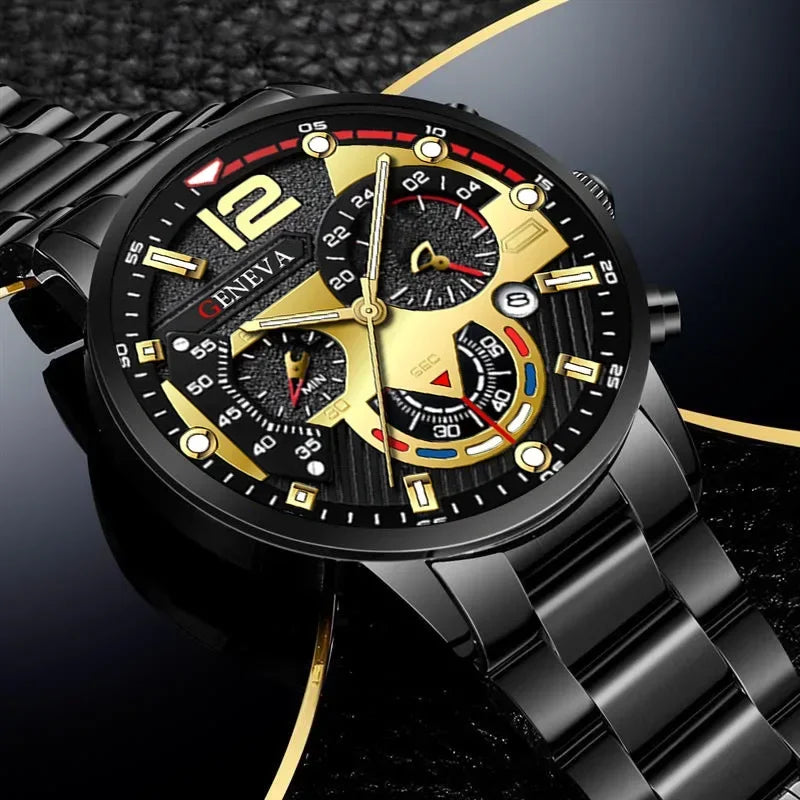 NEWFashion Mens Stainless Steel Watches Luxury Quartz Wristwatch Calendar Luminous Clock Men Business Casual Watch Reloj Hombre