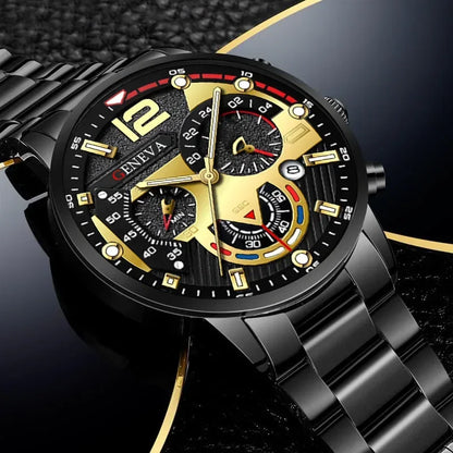 NEWFashion Mens Stainless Steel Watches Luxury Quartz Wristwatch Calendar Luminous Clock Men Business Casual Watch Reloj Hombre