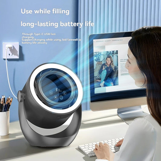 4-speed timed multifunctional circulating fan touch screen remote control bladeless fan, low-noise turbo desktop electric fan