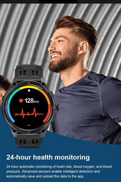 2025 New Military Smart Watch 1000Mah Battery GPS Compass 10ATM Waterproof Tactics Sport Flashlight BT call Smart Watch For Men