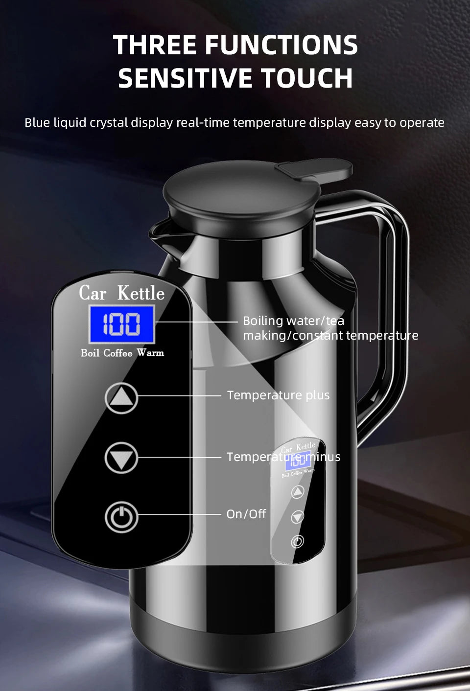Car Mounted Kettle 12v24v Electric Kettle For Trucks 1500ML Large Capacity Insulated Car Boiling Water Coffee Instant Noodles