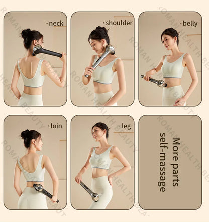 Powerful Deep Tissue Massage Gun 6 Heads Muscle Massager Stick 15 Speed Electric Pain Relief Body Relaxer for Gym Home Office