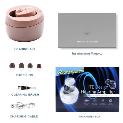 Rechargeable Hearing Aid Digital CIC Hearing Aids High Power Sound Amplifier Invisible Mini Earphone For Deafness audifonos