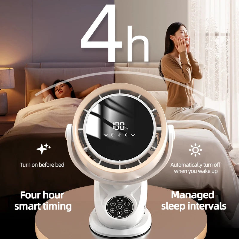 Circulating Clip Fan With Remote Control Mini Desktop Fan 4000 mAh Large Capacity Rechargeable Table Fan With Night Light