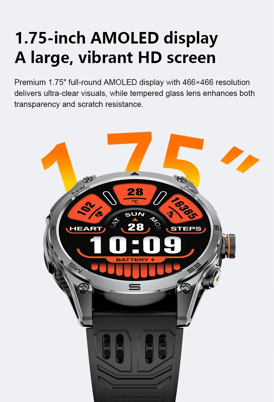 2025 New Military Smart Watch 1000Mah Battery GPS Compass 10ATM Waterproof Tactics Sport Flashlight BT call Smart Watch For Men