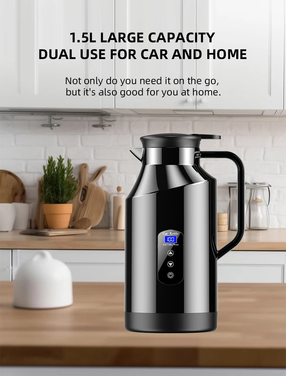 Car Mounted Kettle 12v24v Electric Kettle For Trucks 1500ML Large Capacity Insulated Car Boiling Water Coffee Instant Noodles
