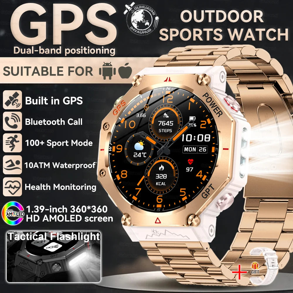 2025 New T-Rex 3 Ultra GPS Smart Watch Men 10ATM IP68 Waterproof Built-in Dual-band GNSS Compass Military Sport Smart Watch