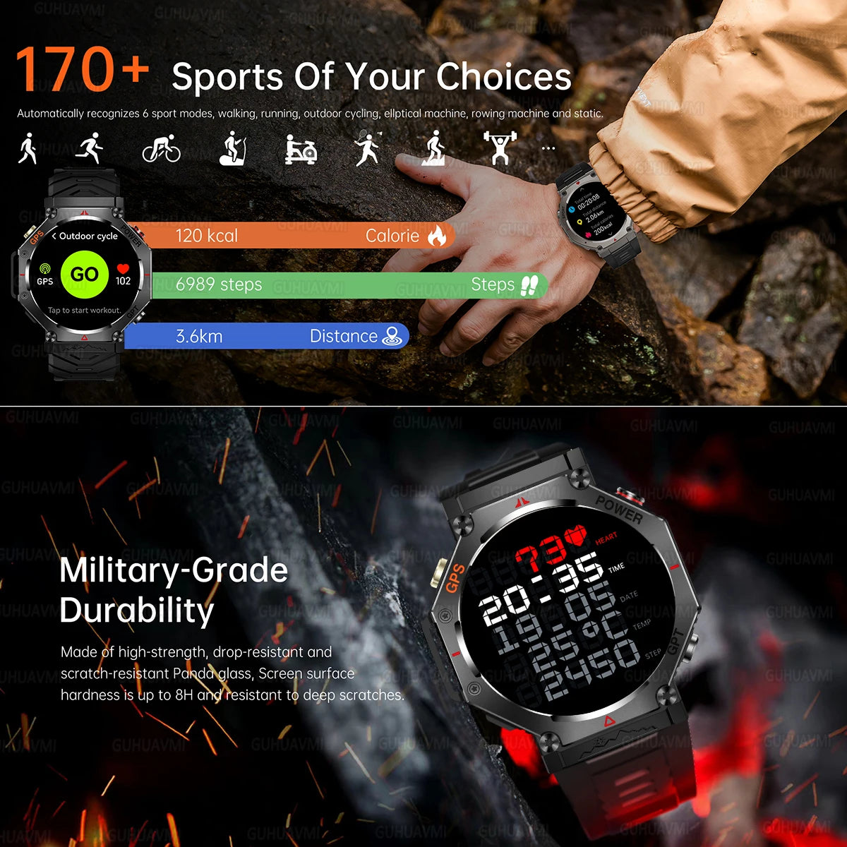 2025 New T-Rex 3 Ultra GPS Smart Watch Men 10ATM IP68 Waterproof Built-in Dual-band GNSS Compass Military Sport Smart Watch