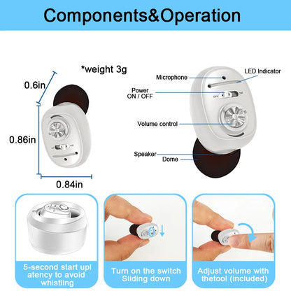 Rechargeable Hearing Aid Digital CIC Hearing Aids High Power Sound Amplifier Invisible Mini Earphone For Deafness audifonos