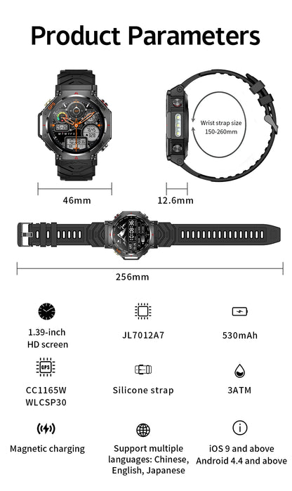 2025 New T-Rex 3 Ultra GPS Smart Watch Men 10ATM IP68 Waterproof Built-in Dual-band GNSS Compass Military Sport Smart Watch