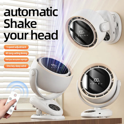 Circulating Clip Fan With Remote Control Mini Desktop Fan 4000 mAh Large Capacity Rechargeable Table Fan With Night Light