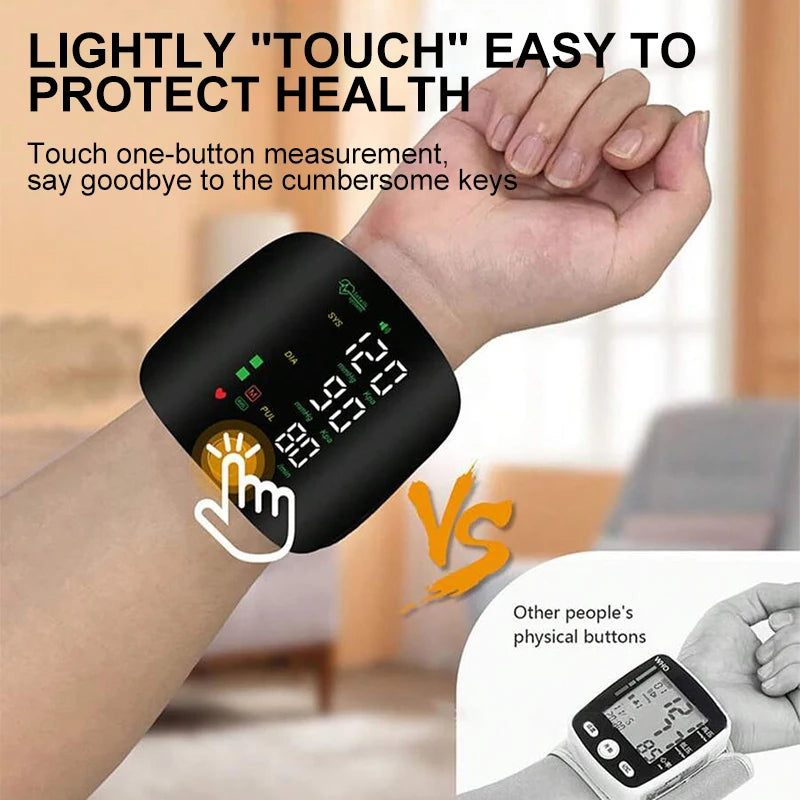 JUSTLANG Rechargeable Blood Pressure Monitor 2 Users Medical Tonometer Wrist Cuff Digital Irregular Pulse Heart Rate Tensiometer
