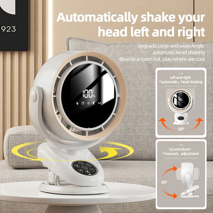 Circulating Clip Fan With Remote Control Mini Desktop Fan 4000 mAh Large Capacity Rechargeable Table Fan With Night Light