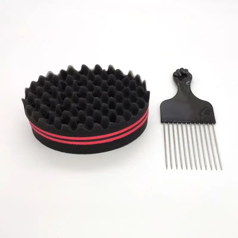 Hair Brush Sponge for Dreads Twists Big Holes Metal Hair Pick Comb Double-sided Breathable Perm Styling Brush for Hair Styling
