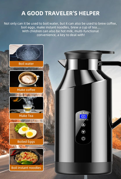Car Mounted Kettle 12v24v Electric Kettle For Trucks 1500ML Large Capacity Insulated Car Boiling Water Coffee Instant Noodles