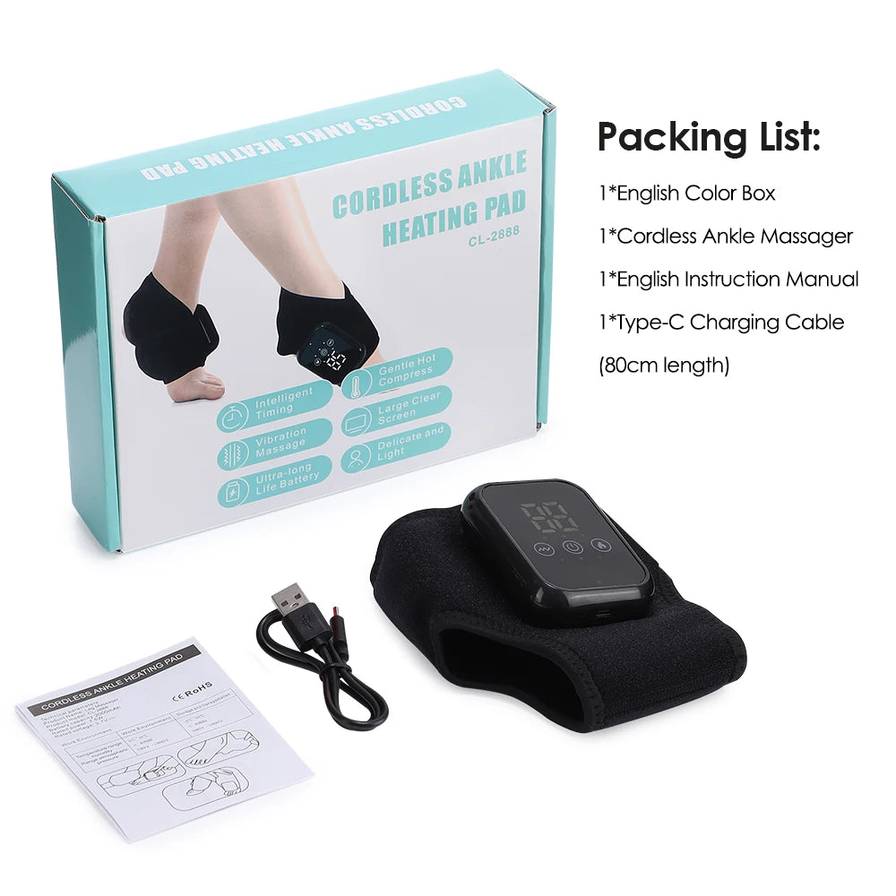 Electric Ankle Brace with Adjustable Hot Compress Vibration Massage Ankle Guard Band Carpal Tunnel Foot Protection Support Tool
