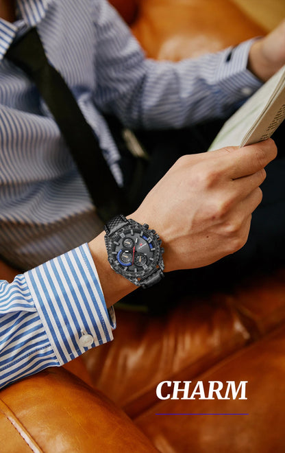2023 New Famous Brand Luxury Business Sports Fashion Creative Leather Quartz Calendar 3ATM Waterproof Pilot Series Mens Watches