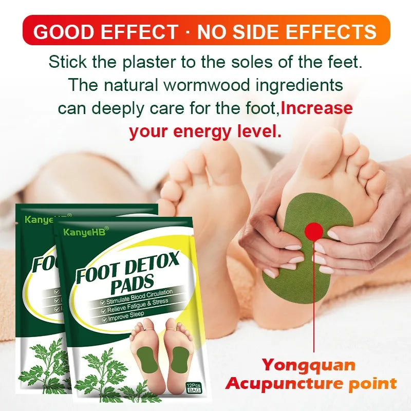 12PCS Detox Foot Patches Pads Feet Body Toxins Cleansing Relieve Stress Help Sleeping for Running Yoga Fitness Exercise