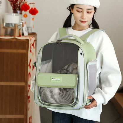 Cat Carriers Cat Backpack Breathable Mesh Dog Backpack Foldable Large Capacity Cat Carrying Bag Outdoor Travel Bag Pet Supplies