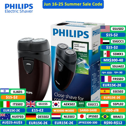 PHILIPS New PQ206 Electric Shaver Fast Dry Shaving Double Blade Floating Head Beard Trimmer Men's Shaver Electric Razors Machine
