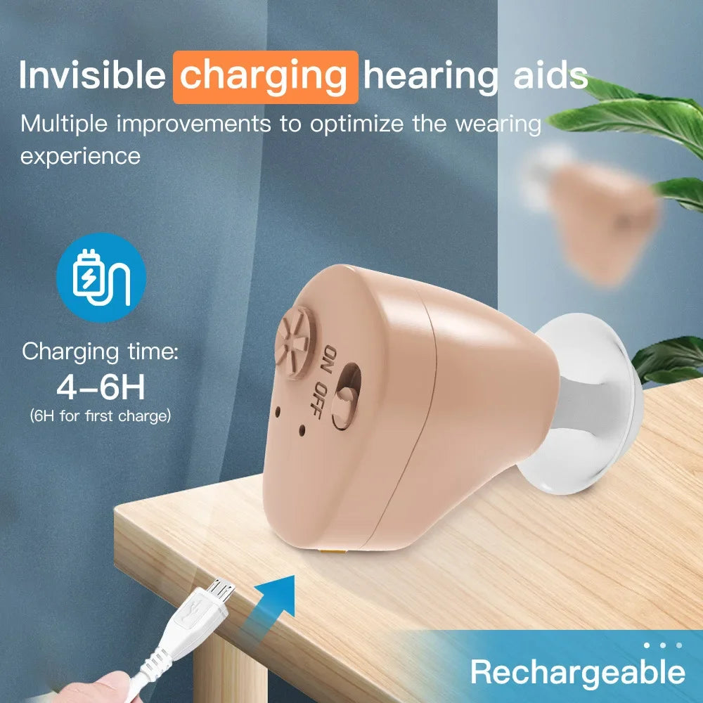 Rechargeable In Ear With Battery Mini Listening Device Sound Amplifier Hearing Aids Deaf Wireless Headset Handset Tool Ears