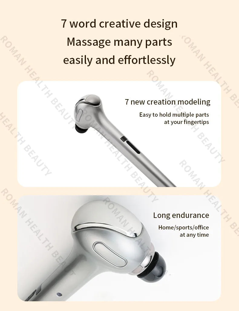 Powerful Deep Tissue Massage Gun 6 Heads Muscle Massager Stick 15 Speed Electric Pain Relief Body Relaxer for Gym Home Office
