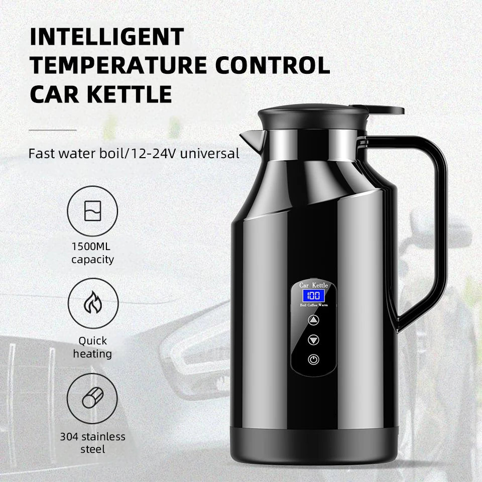 Car Mounted Kettle 12v24v Electric Kettle For Trucks 1500ML Large Capacity Insulated Car Boiling Water Coffee Instant Noodles
