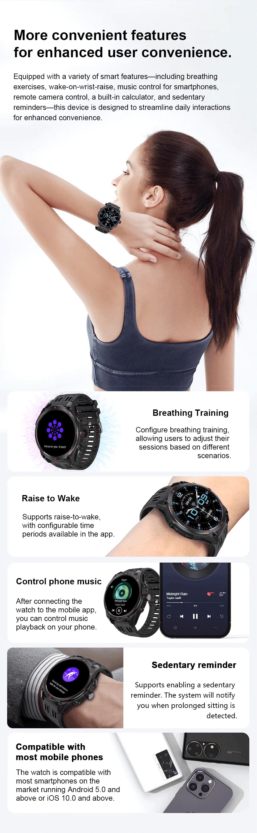 2025 New Military Smart Watch 1000Mah Battery GPS Compass 10ATM Waterproof Tactics Sport Flashlight BT call Smart Watch For Men