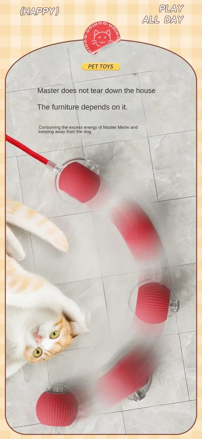 Interactive Rolling Cat Ball Dog Toy Rolling Ball for Indoor 360° Automatic Rolling Pet Ball Self RollingBall Pet Supplies
