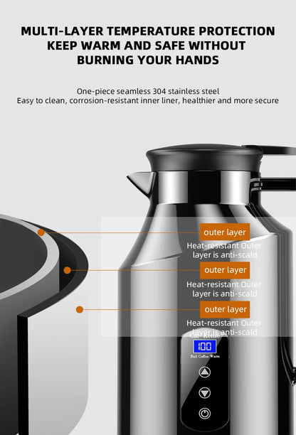 Car Mounted Kettle 12v24v Electric Kettle For Trucks 1500ML Large Capacity Insulated Car Boiling Water Coffee Instant Noodles