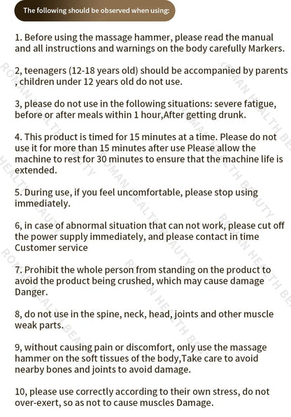 Powerful Deep Tissue Massage Gun 6 Heads Muscle Massager Stick 15 Speed Electric Pain Relief Body Relaxer for Gym Home Office